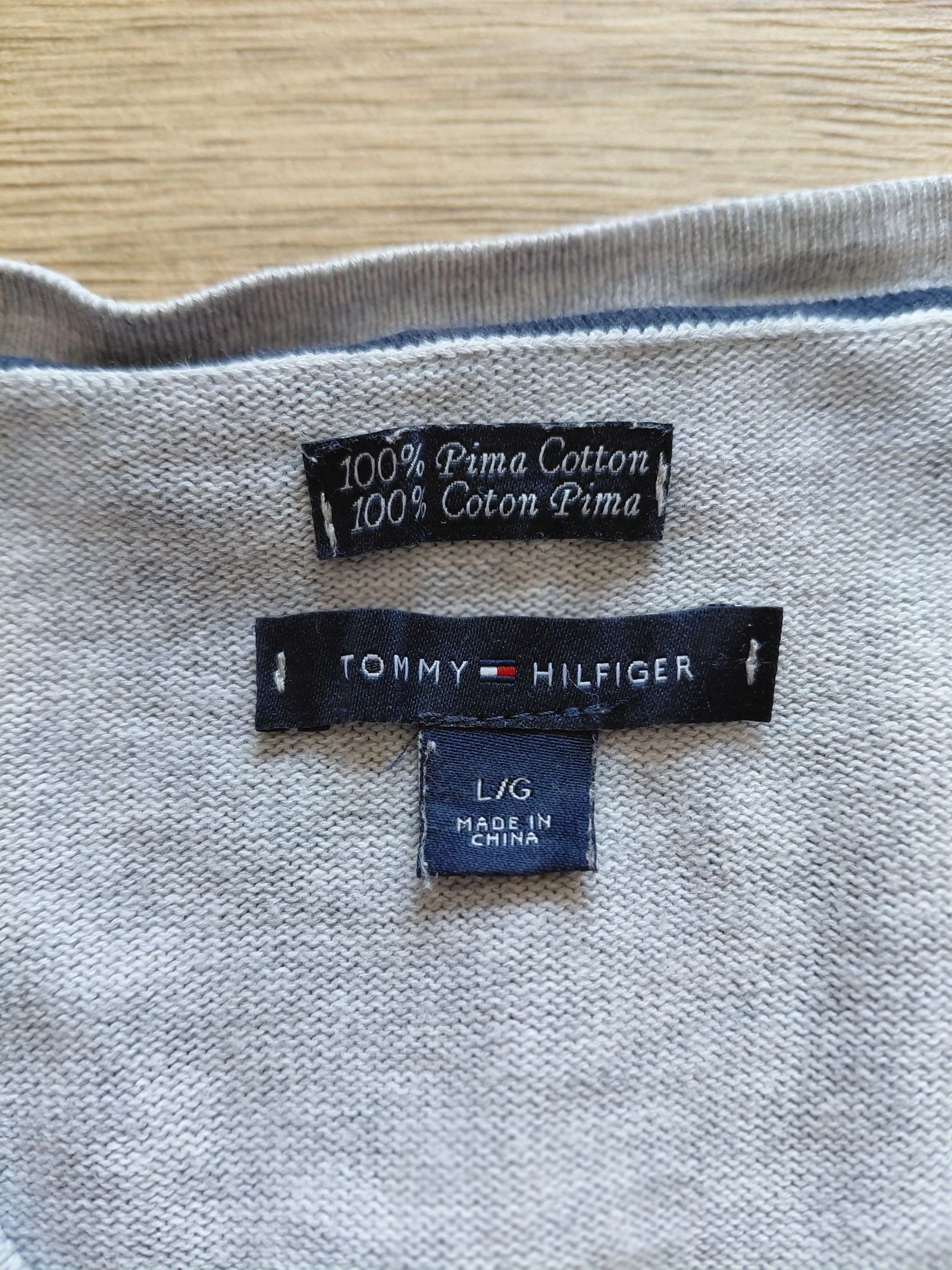 Chaleco / Cárdigan Tommy Hilfiger gris a lunares - Talla L (talla pequeña L o M) – photo 7